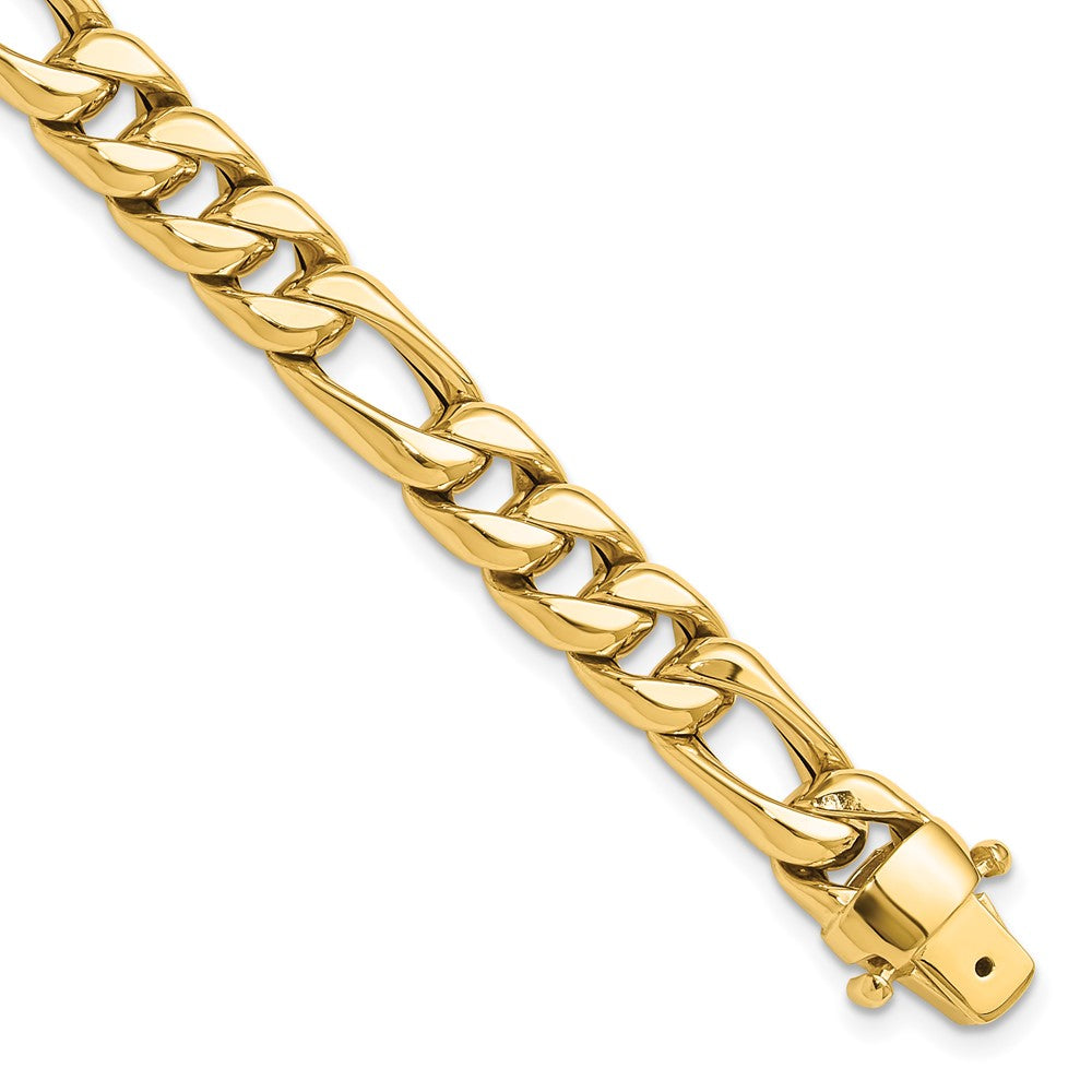 14K Gelbgold Poliert Fantasie Figaro Glieder Armband