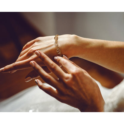 14K Gelbgold Poliert Fantasieglieder Armband