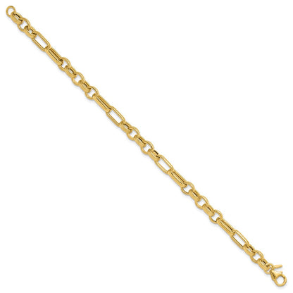 14K Gelbgold Poliert und Strukturiert Fantasieglieder Gliederarmband