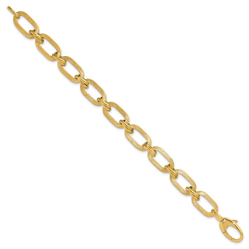 14K Gelbgold Poliert und Satiniert Fantasieglieder Gliederarmband