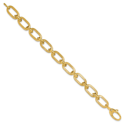 14K Gelbgold Poliert und Satiniert Fantasieglieder Gliederarmband