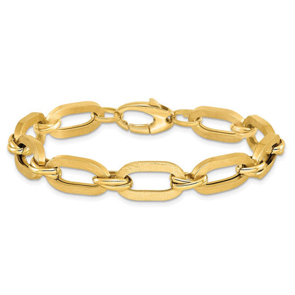 14K Gelbgold Poliert und Satiniert Fantasieglieder Gliederarmband