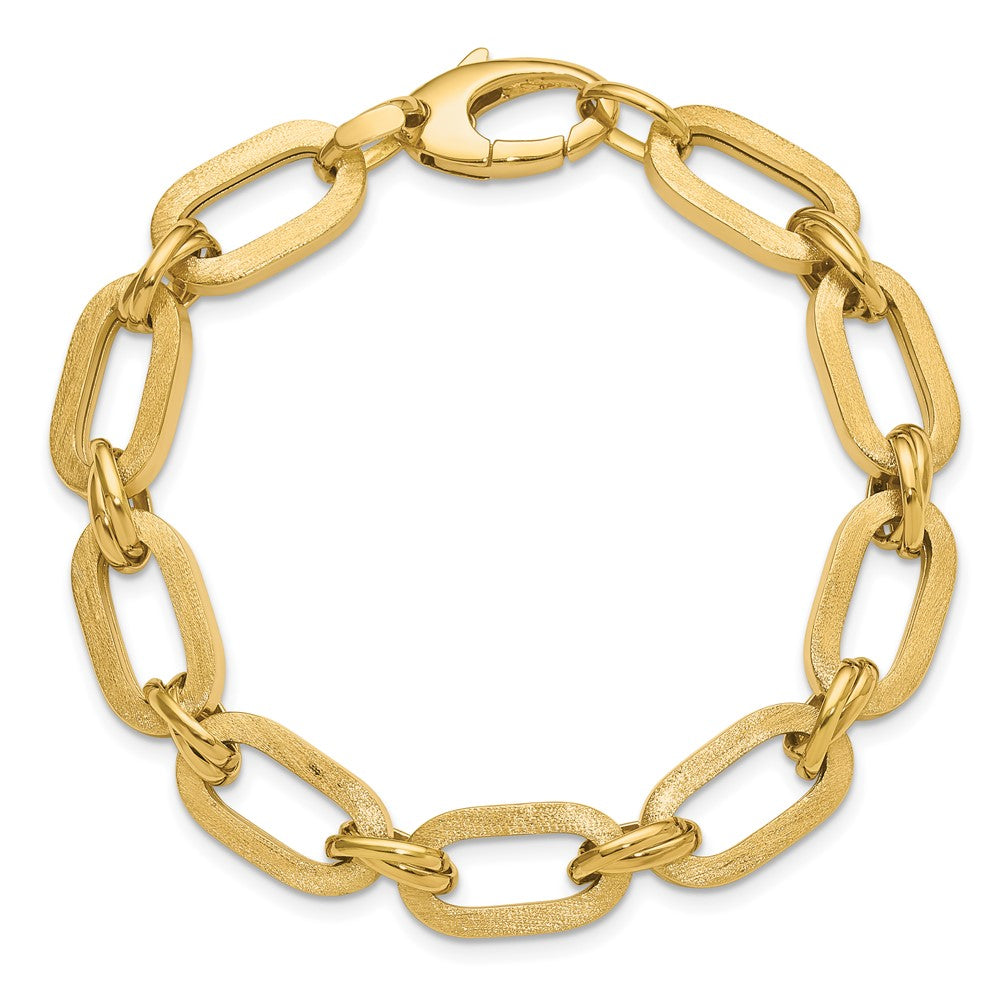 14K Gelbgold Poliert und Satiniert Fantasieglieder Gliederarmband
