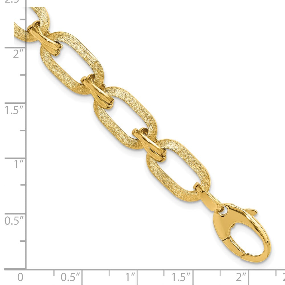 14K Gelbgold Poliert und Satiniert Fantasieglieder Gliederarmband