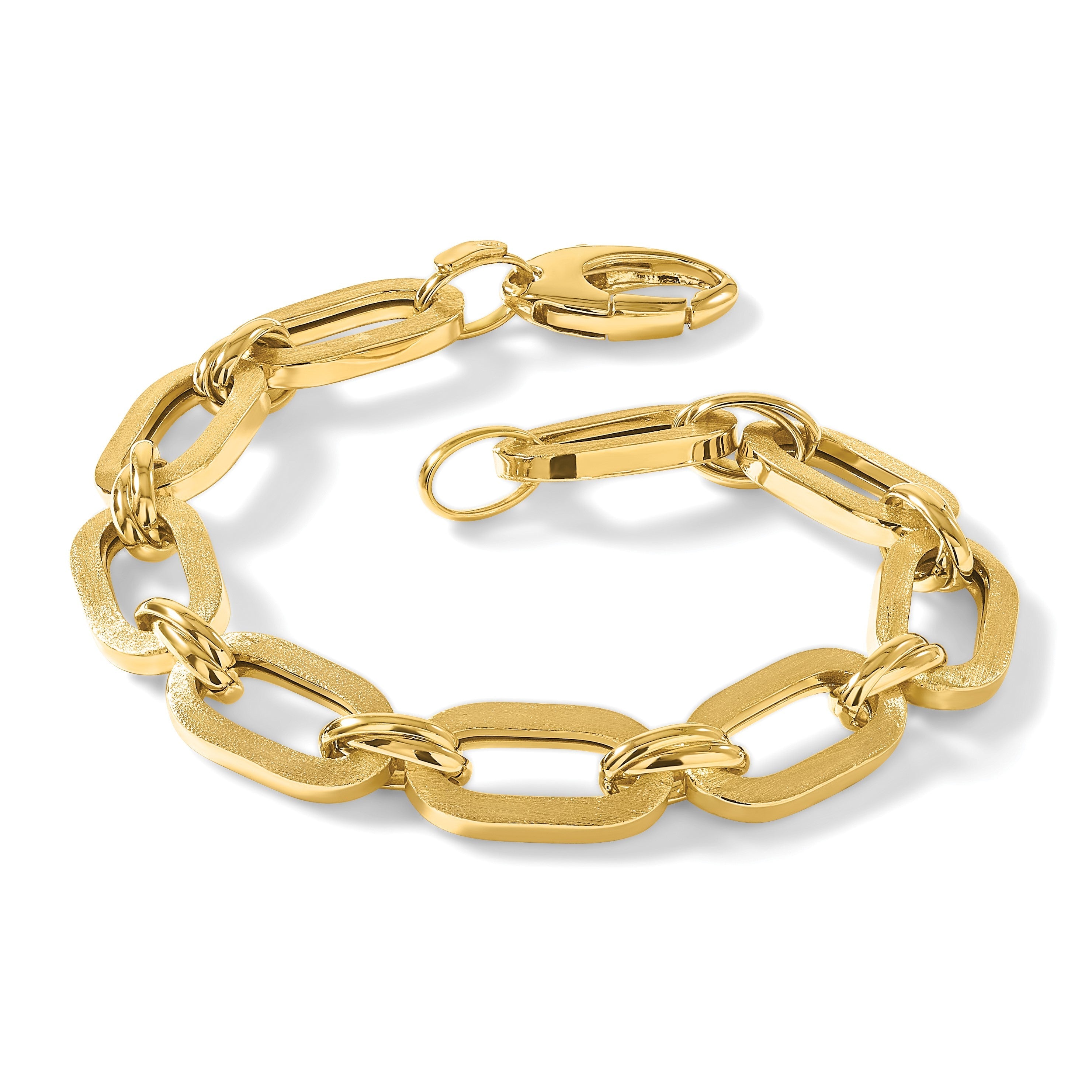 14K Gelbgold Poliert und Satiniert Fantasieglieder Gliederarmband