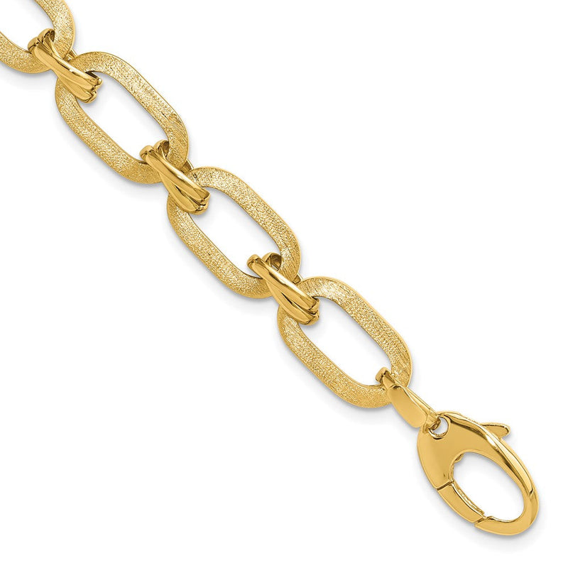 14K Gelbgold Poliert und Satiniert Fantasieglieder Gliederarmband