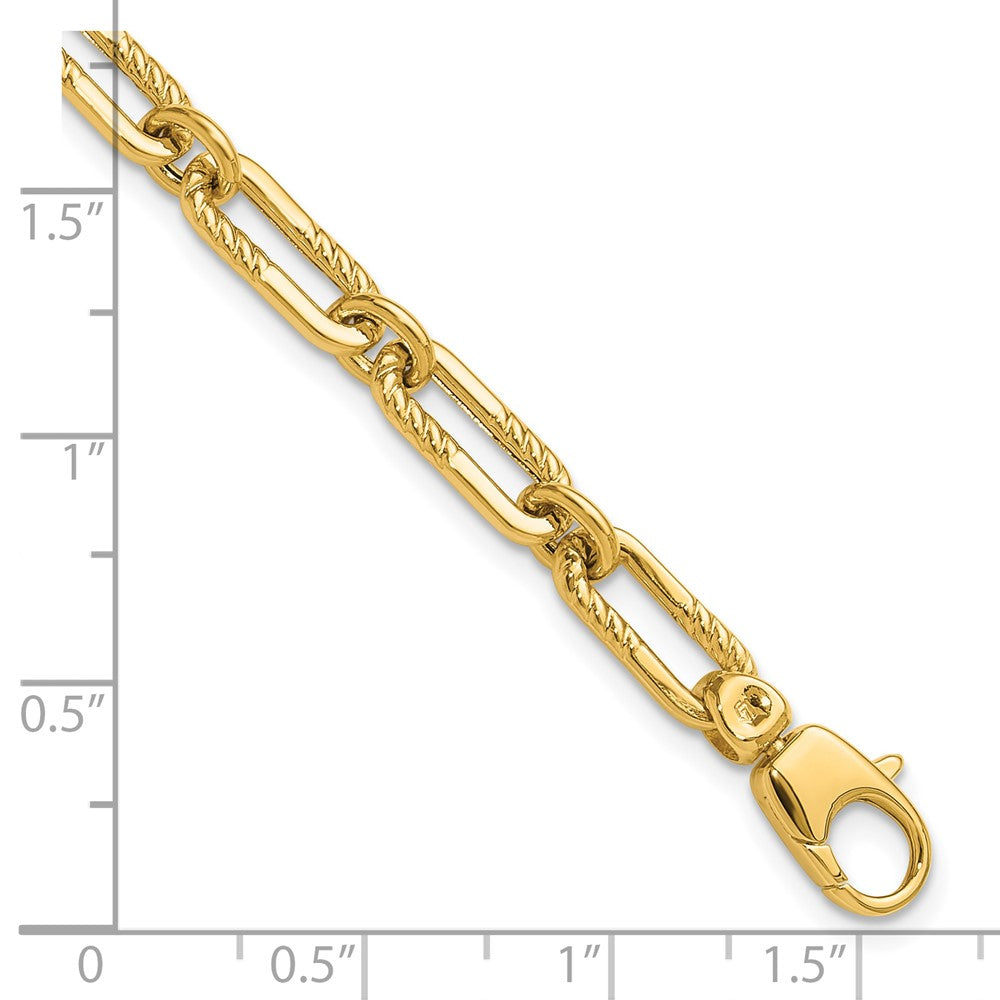 14K Gelbgold Poliert Fantasie Oval Büroklammer Glieder Gliederarmband