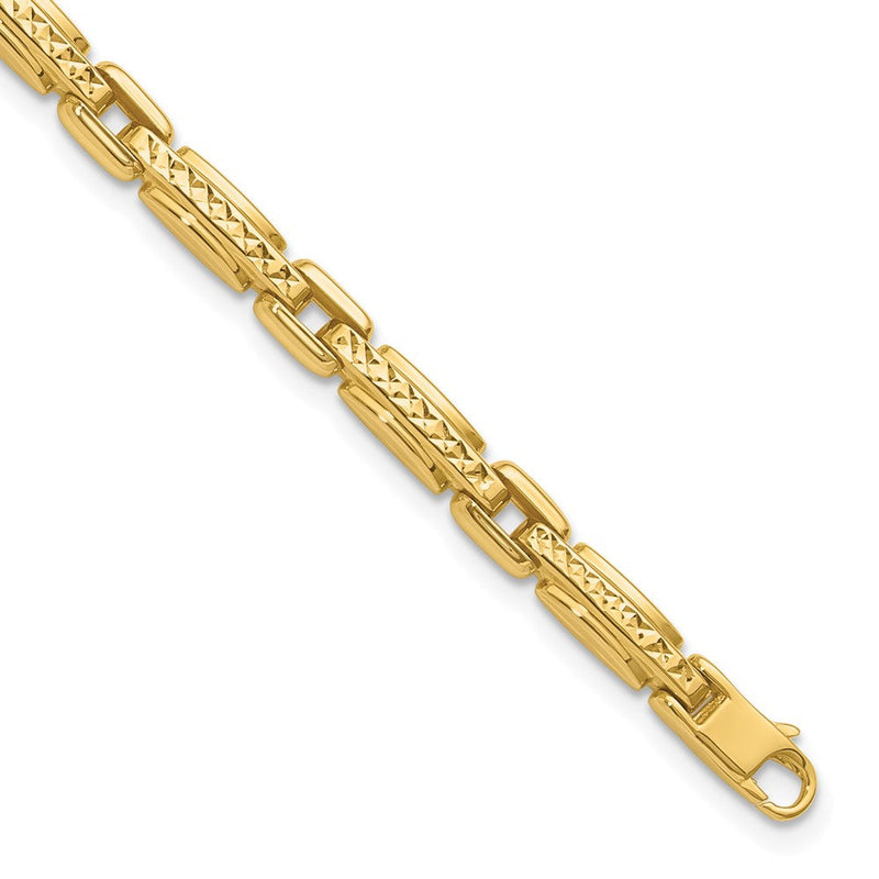 14K Gelbgold Poliert Diamantiert Fantasieglieder Wendbar Armband
