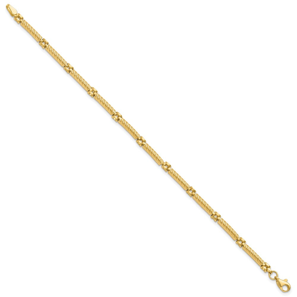 14K Gelbgold Poliert und Strukturiert Fantasieglieder Armband