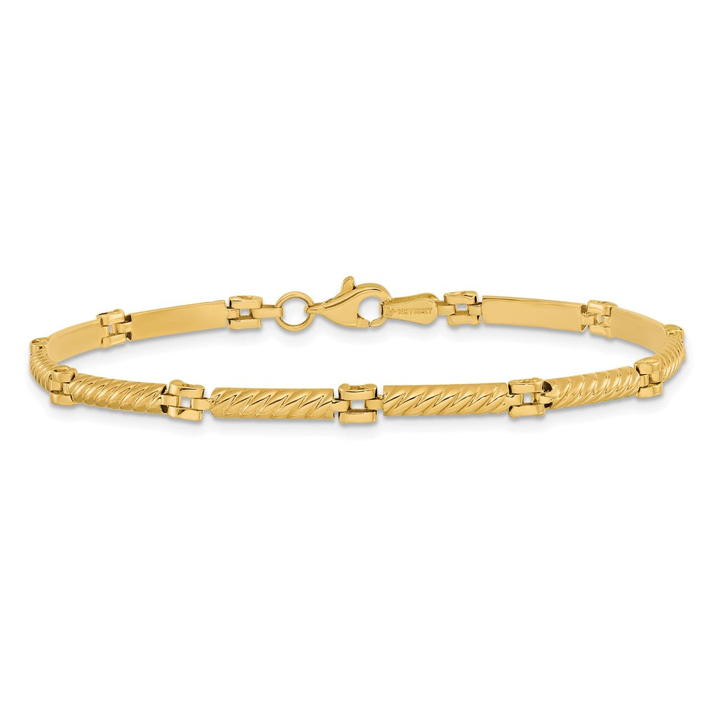 14K Gelbgold Poliert und Strukturiert Fantasieglieder Armband