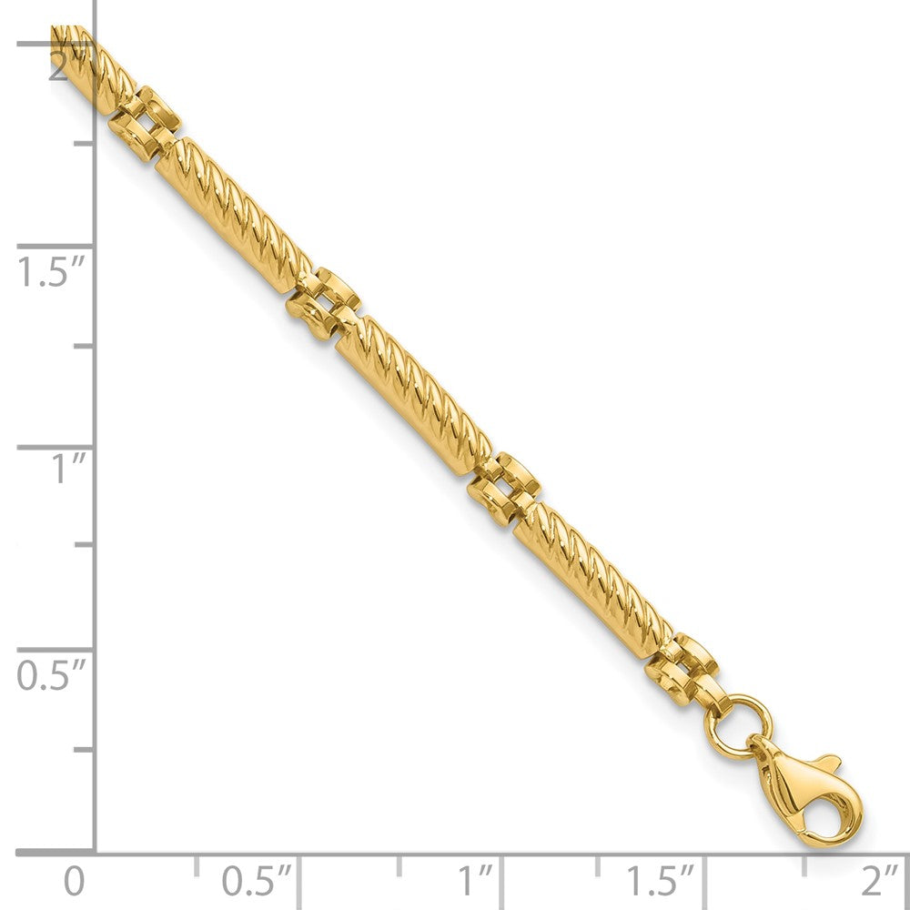 14K Gelbgold Poliert und Strukturiert Fantasieglieder Armband
