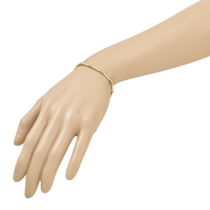 14K Gelbgold Poliert und Strukturiert Fantasieglieder Armband