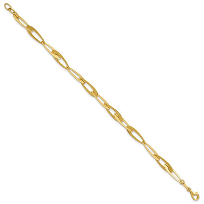 14K Gelbgold Poliert Fantasieglieder Mit.25 Zoll Verlängerung. Armband