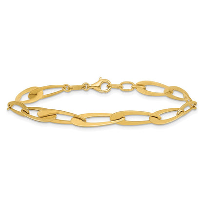 14K Gelbgold Poliert Fantasieglieder Mit.25 Zoll Verlängerung. Armband