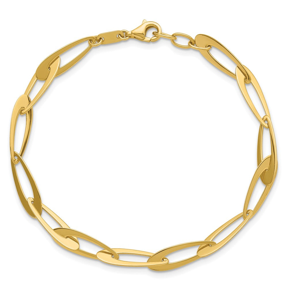 14K Gelbgold Poliert Fantasieglieder Mit.25 Zoll Verlängerung. Armband