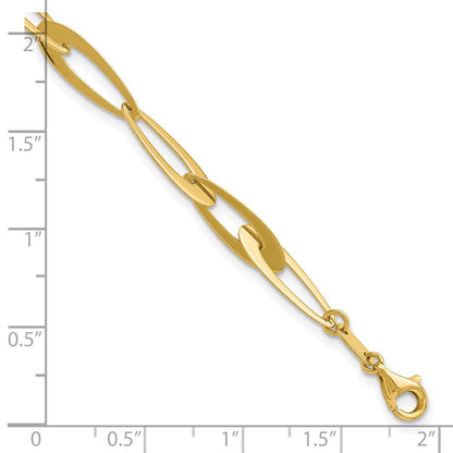 14K Gelbgold Poliert Fantasieglieder Mit.25 Zoll Verlängerung. Armband