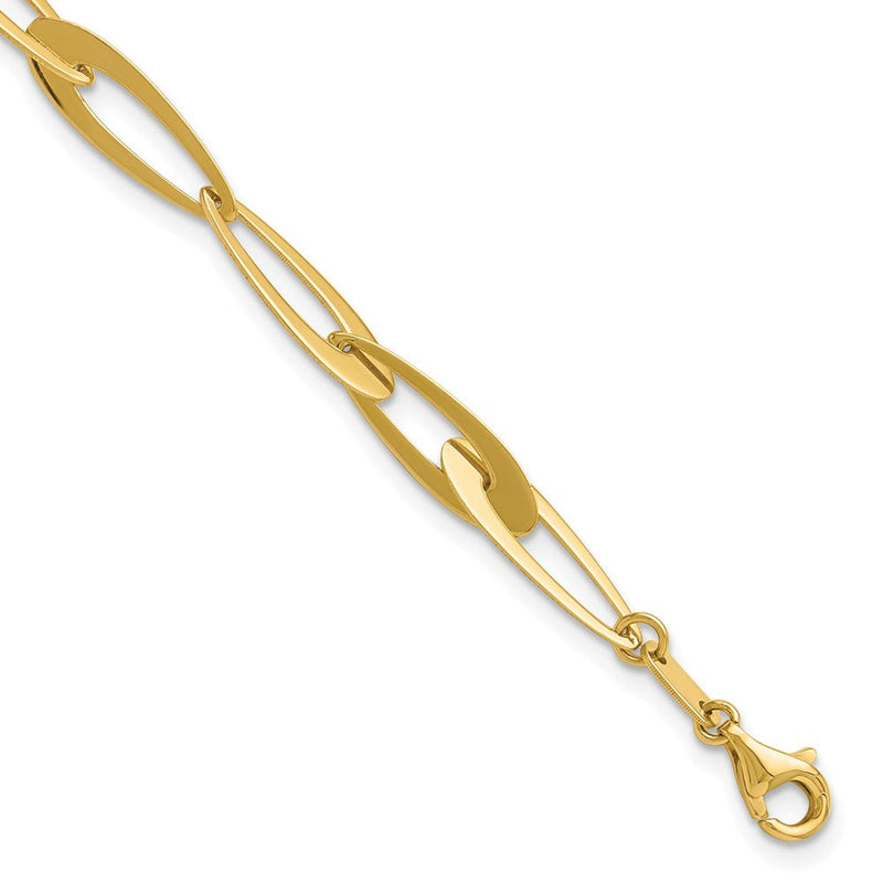 14K Gelbgold Poliert Fantasieglieder Mit.25 Zoll Verlängerung. Armband