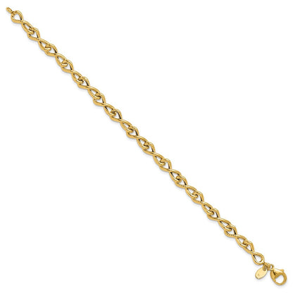 14K Gelbgold Poliert/textured Gedreht Unendlichkeit Glieder Gliederarmband