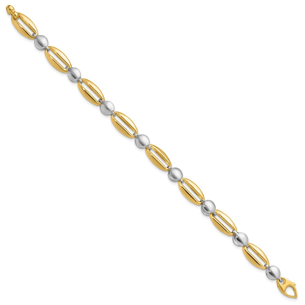 14K Bicolor Poliert Fantasie Kreis Glieder Gliederarmband
