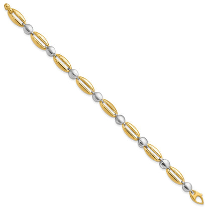 14K Bicolor Poliert Fantasie Kreis Glieder Gliederarmband