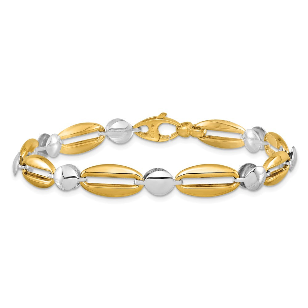 14K Bicolor Poliert Fantasie Kreis Glieder Gliederarmband
