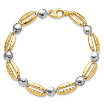 14K Bicolor Poliert Fantasie Kreis Glieder Gliederarmband