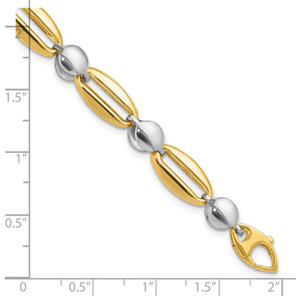14K Bicolor Poliert Fantasie Kreis Glieder Gliederarmband