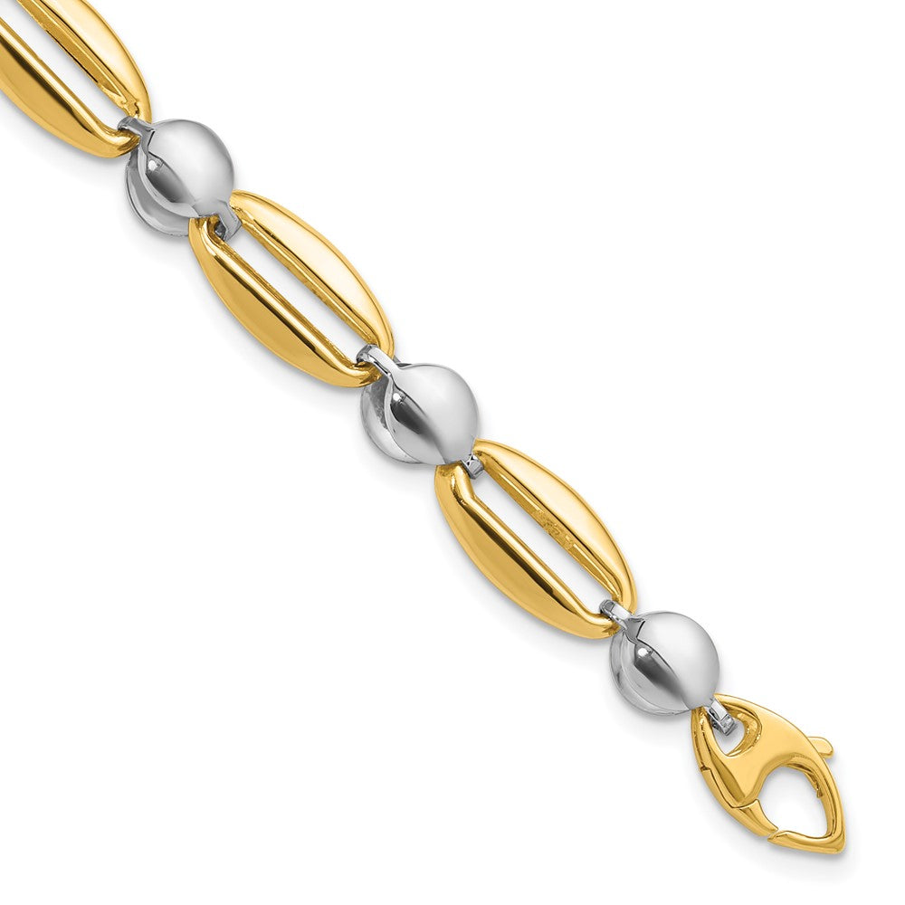 14K Bicolor Poliert Fantasie Kreis Glieder Gliederarmband