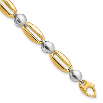 14K Bicolor Poliert Fantasie Kreis Glieder Gliederarmband