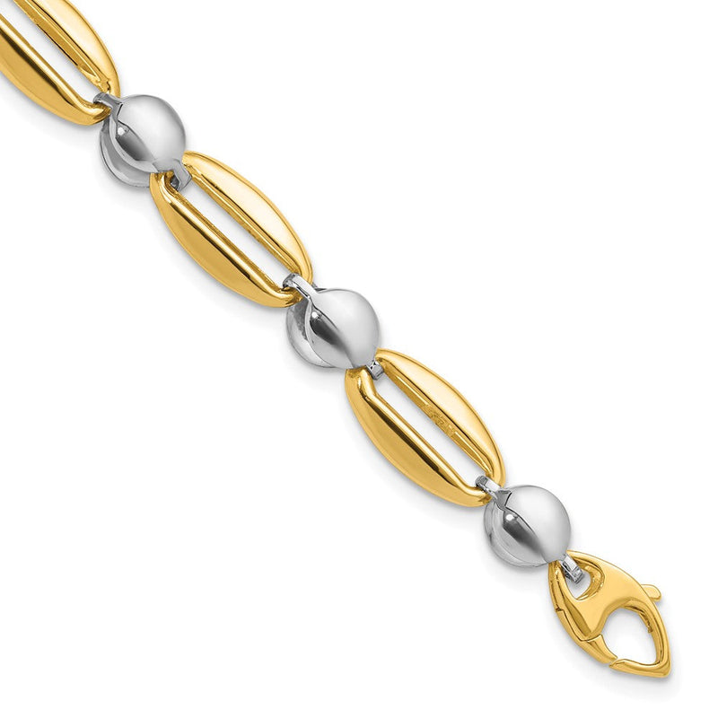 14K Bicolor Poliert Fantasie Kreis Glieder Gliederarmband