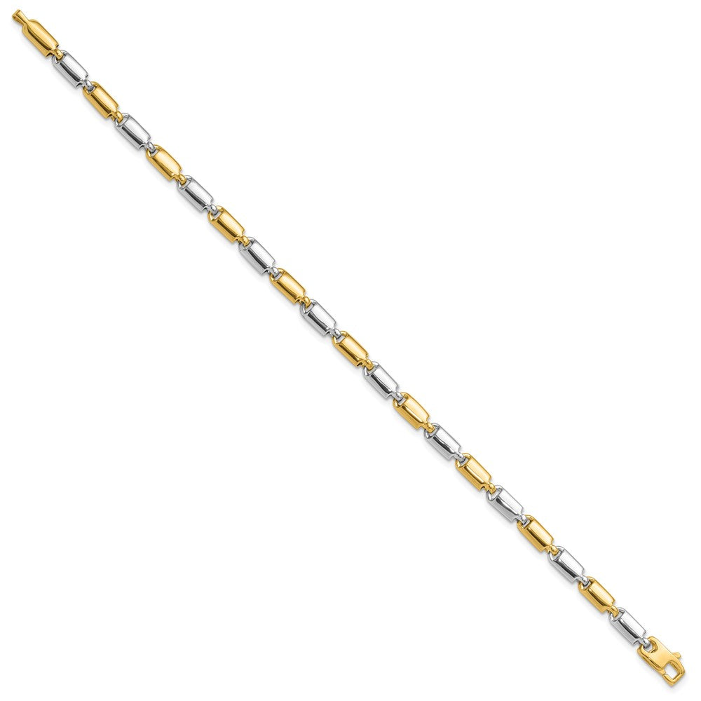 14K Bicolor Poliert Fantasie Rectangular Glieder Armband