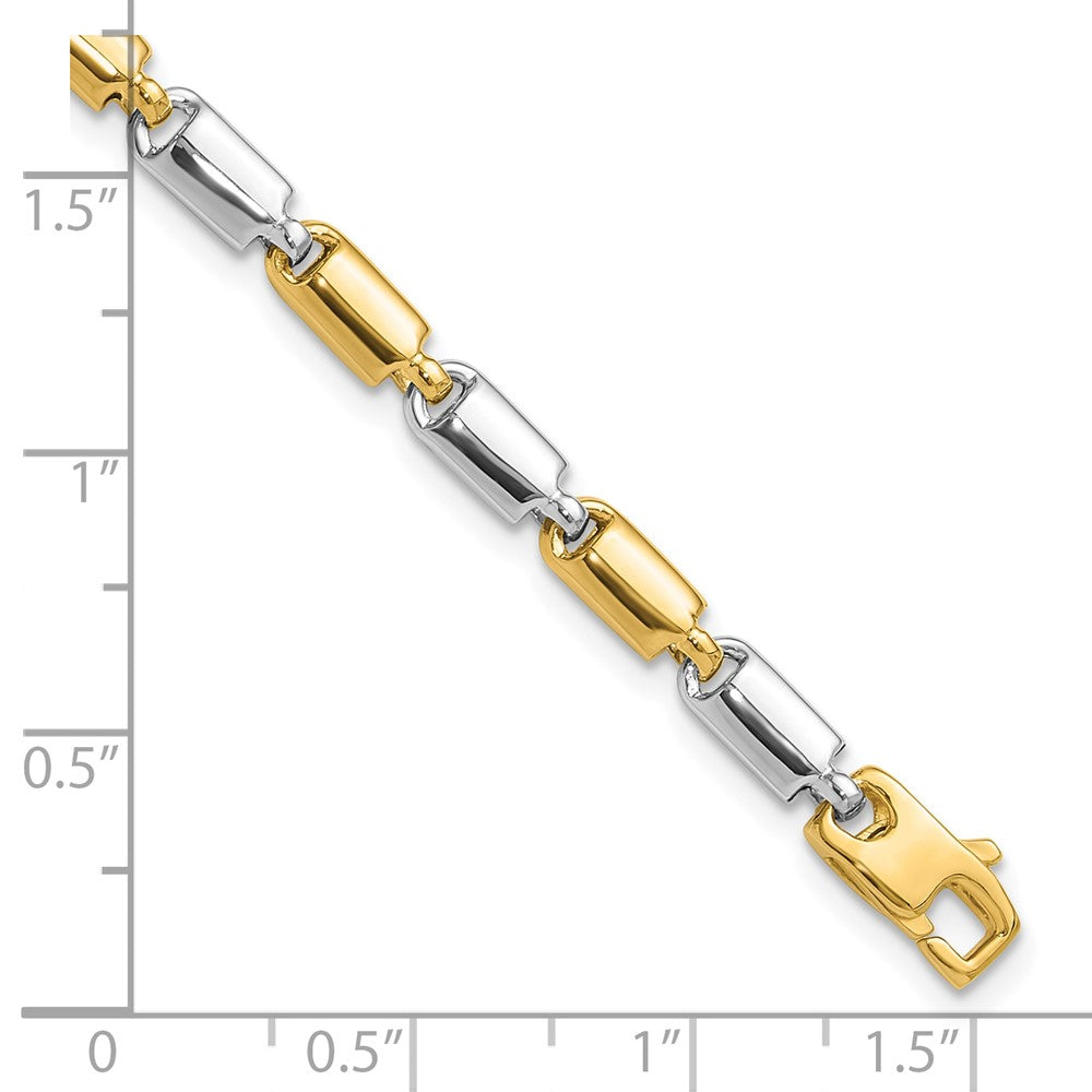 14K Bicolor Poliert Fantasie Rectangular Glieder Armband
