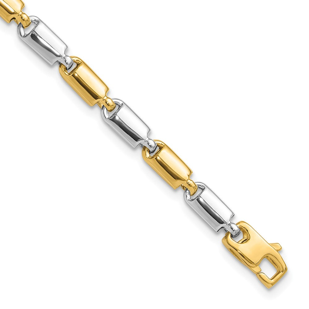 14K Bicolor Poliert Fantasie Rectangular Glieder Armband