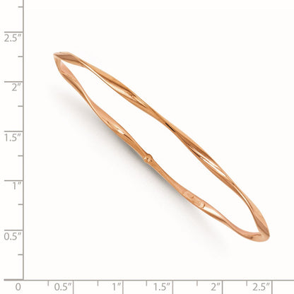 14K Roségold Poliert Gedreht Schieber-on Armreif