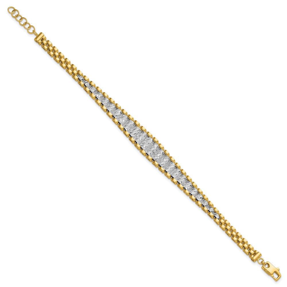 14K Bicolor Poliert / Diamantiert Mit.5 Zoll Verlängerung. Armband