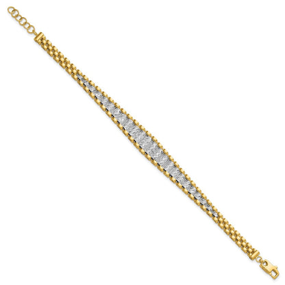 14K Bicolor Poliert / Diamantiert Mit.5 Zoll Verlängerung. Armband