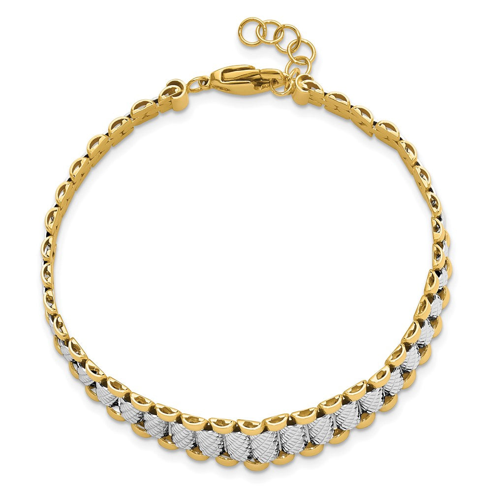 14K Bicolor Poliert / Diamantiert Mit.5 Zoll Verlängerung. Armband