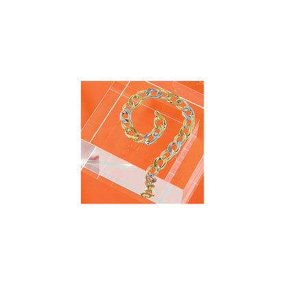 14K Bicolor Poliert und Strukturiert Fantasieglieder Armband