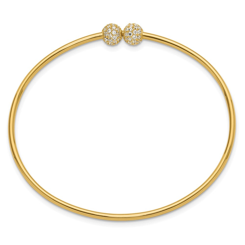14K Gelbgold Poliert Zirkonia Flexibel Armreif