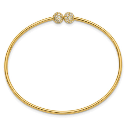 14K Gelbgold Poliert Zirkonia Flexibel Armreif