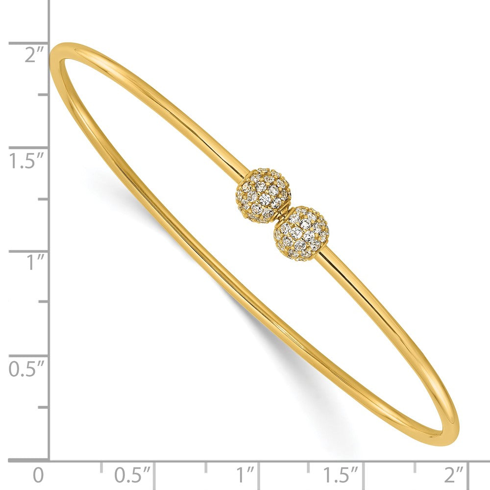 14K Gelbgold Poliert Zirkonia Flexibel Armreif