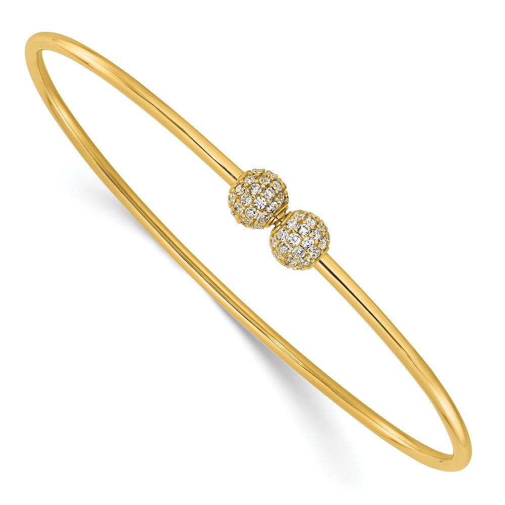 14K Gelbgold Poliert Zirkonia Flexibel Armreif
