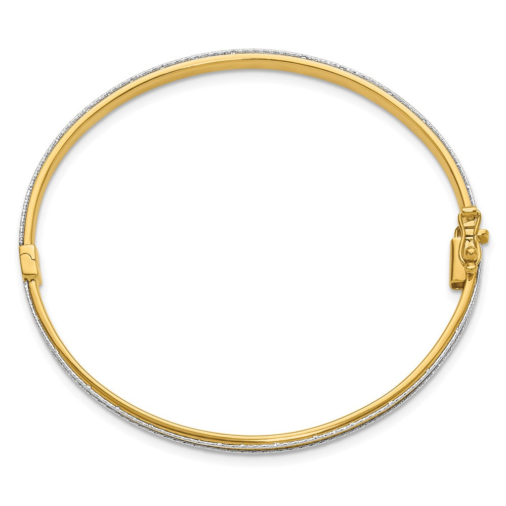 14K Bicolor Poliert und Diamantiert Klappbar Armreif