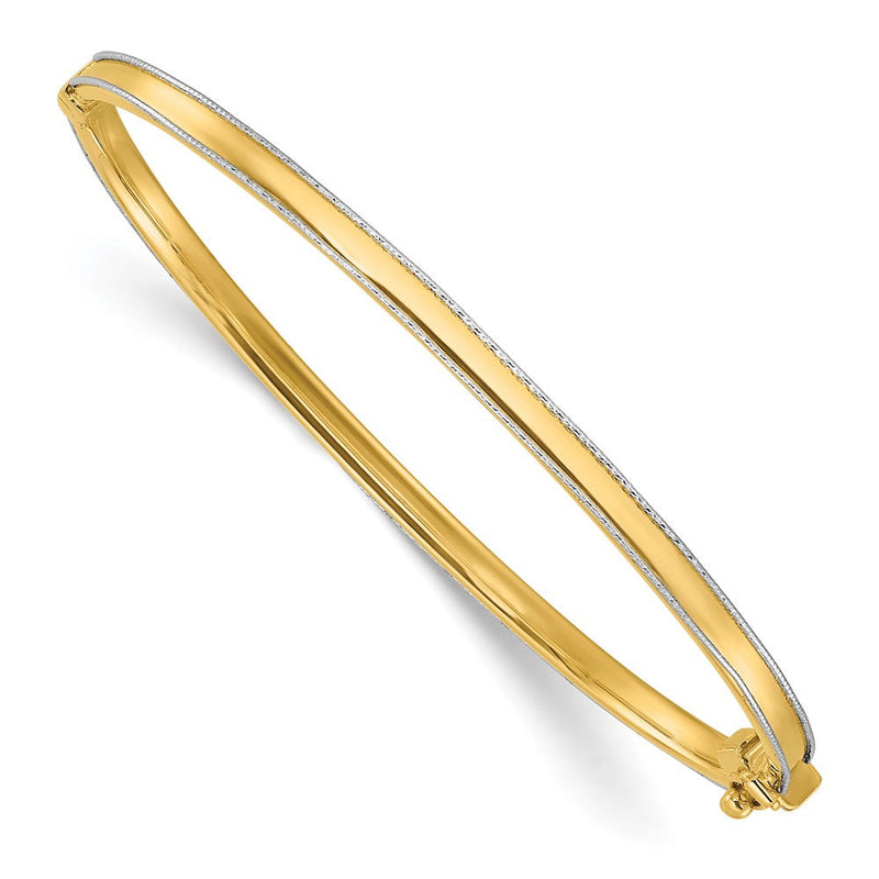 14K Bicolor Poliert und Diamantiert Klappbar Armreif