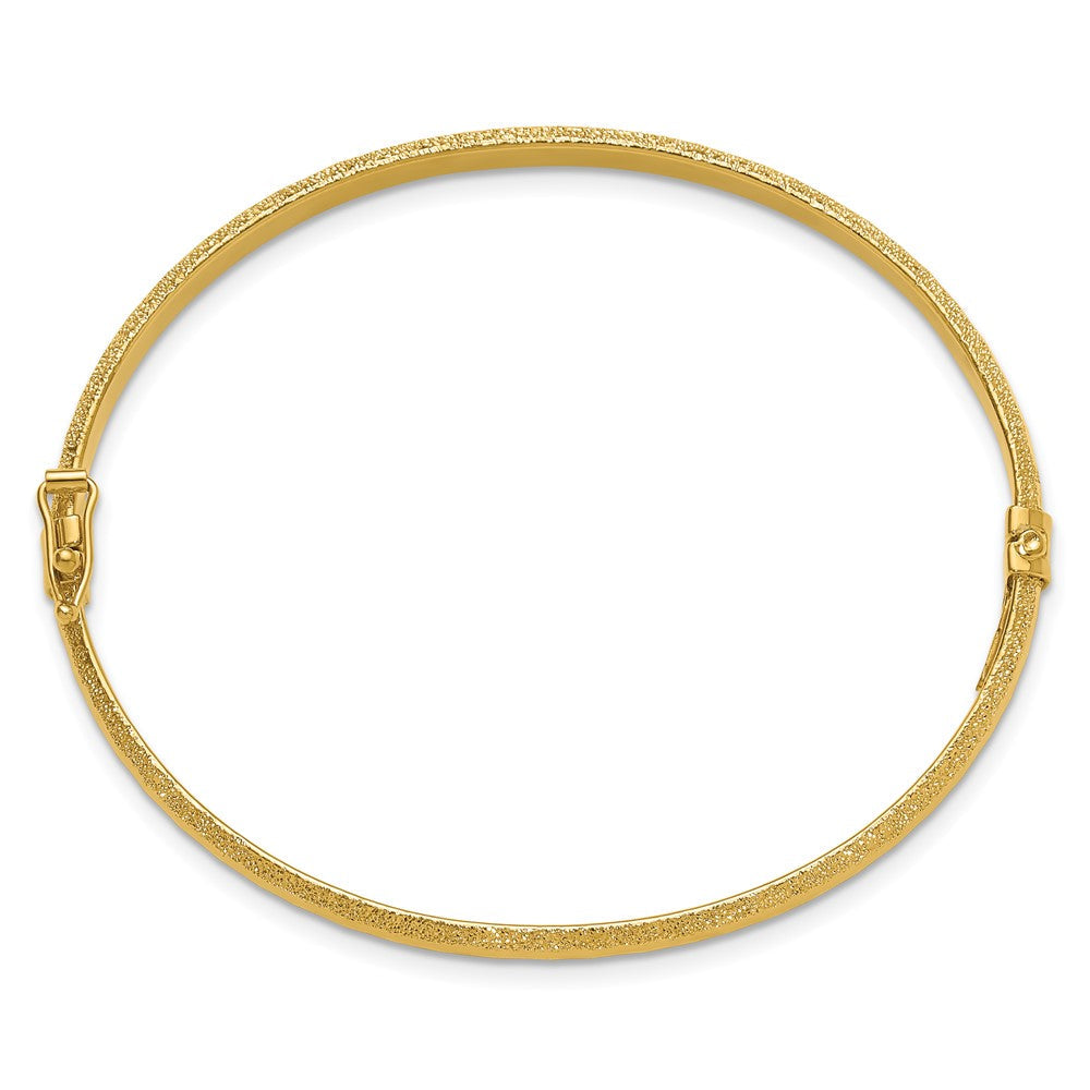 14K Gelbgold Poliert/textured und Diamantiert Klappbar Armreif