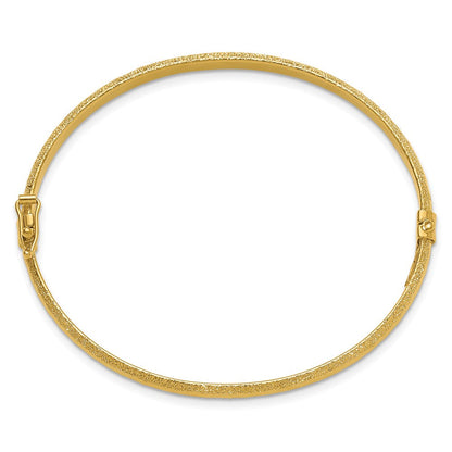14K Gelbgold Poliert/textured und Diamantiert Klappbar Armreif
