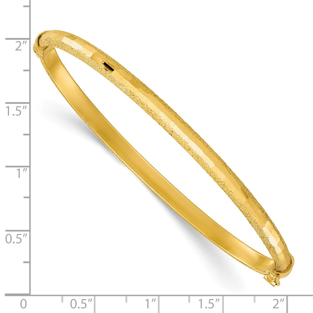 14K Gelbgold Poliert/textured und Diamantiert Klappbar Armreif