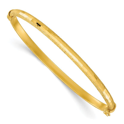 14K Gelbgold Poliert/textured und Diamantiert Klappbar Armreif