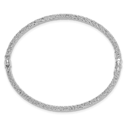 14K Gelb & Rhodium Rhodiniert Platin Poliert/texture/dia Schliff Gedreht Klappbar Armreif