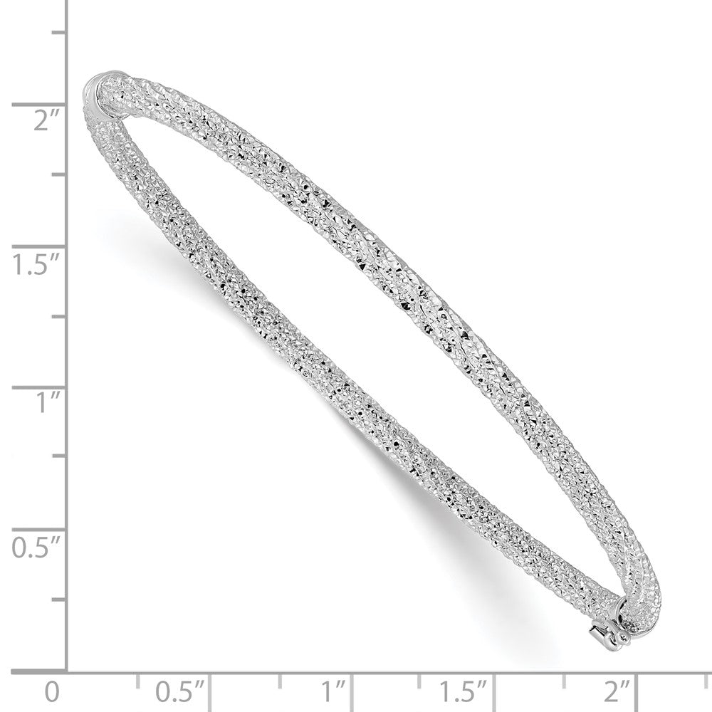 14K Gelb & Rhodium Rhodiniert Platin Poliert/texture/dia Schliff Gedreht Klappbar Armreif